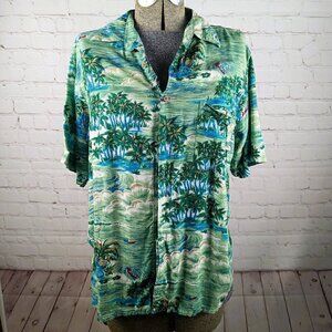 Bruno Light Green/Blue Hawaiian Shirt M